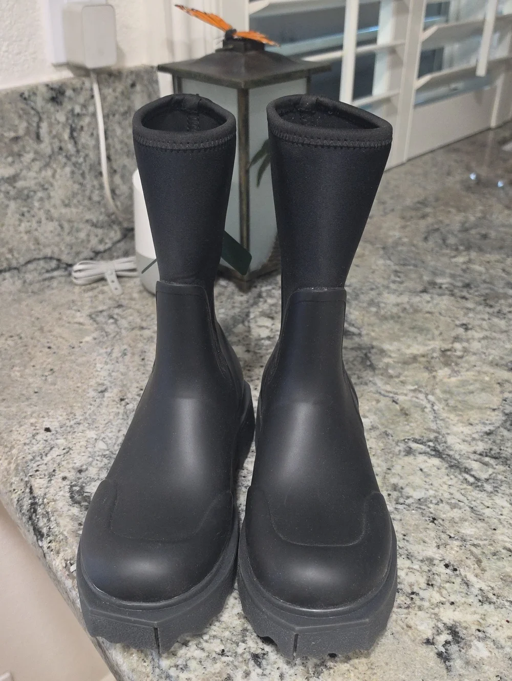 Off-White Wmns Zip-Tie Rain Boot 'For Rainy Days' - Black